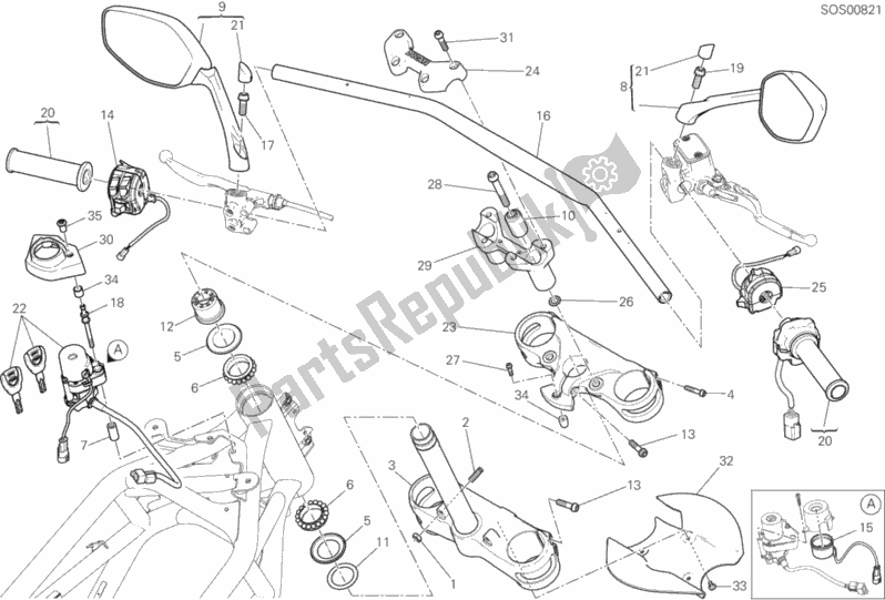 Todas las partes para Manillar de Ducati Multistrada 950 Thailand 2018